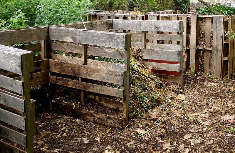 Adding kitchen and garden scraps and leaves will contribute moisture to a compost heap.