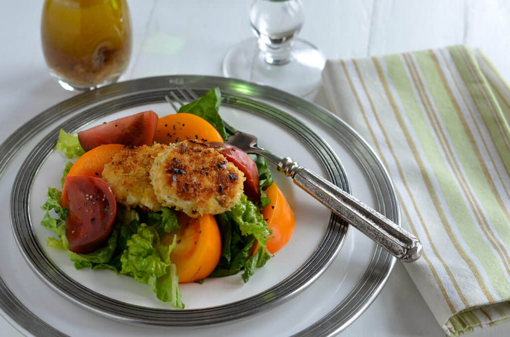 Heirloom Tomato Salad with Fried Goat Cheese