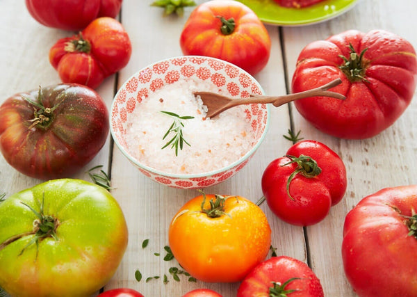 Love Heirloom Tomatoes: various heirloom tomatoes with salt