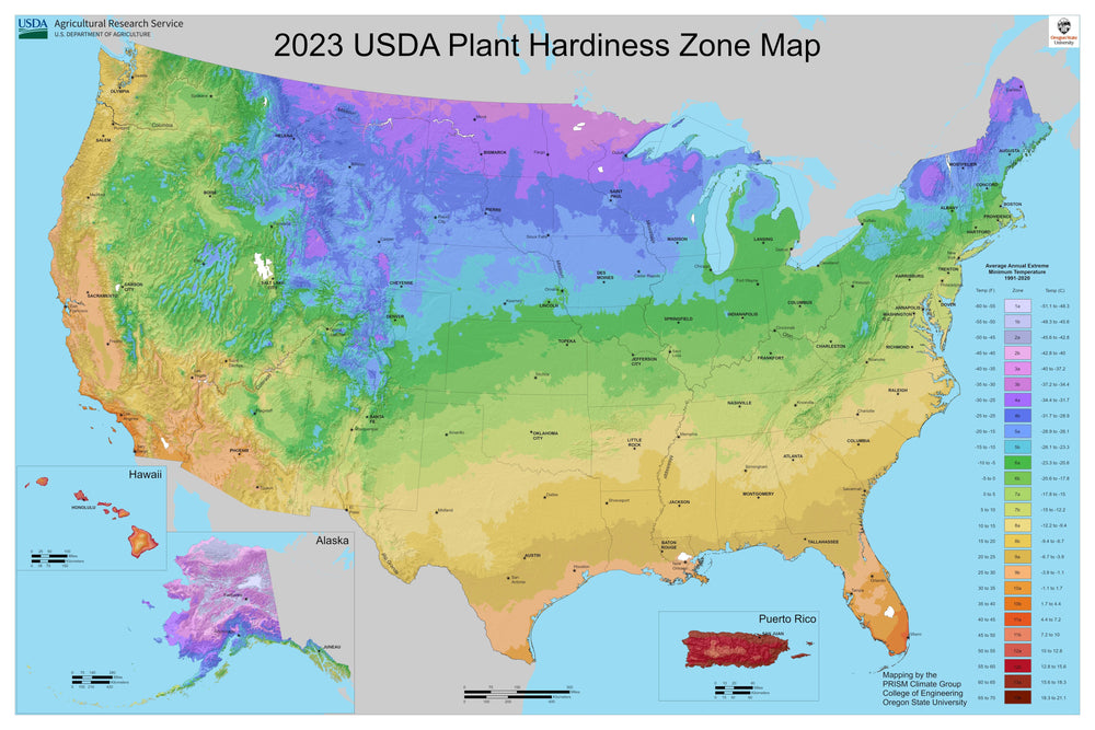 Hardiness Zone Map for the Lower 48