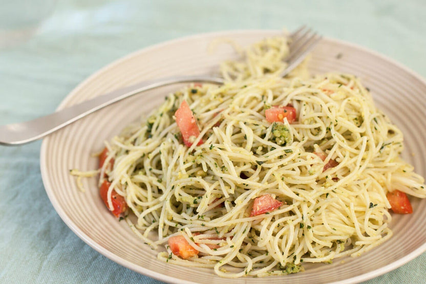 Fresh Basil Pesto with Angel Hair Pasta Bonnie Plants