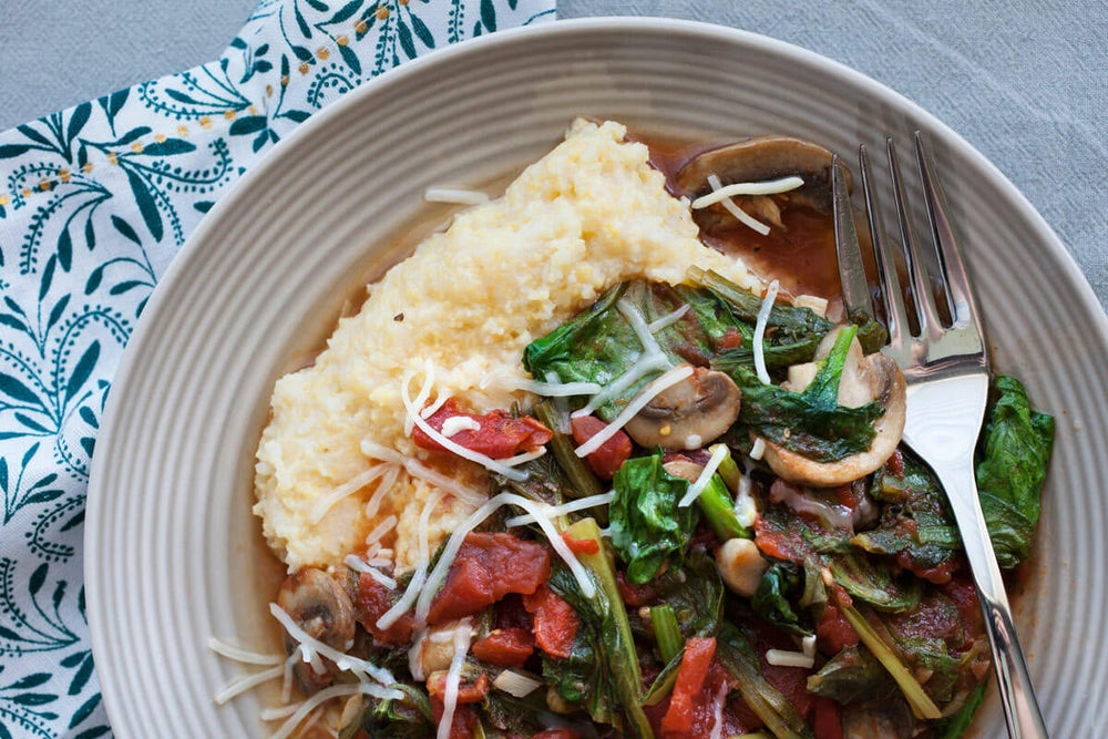 Mustard Greens with Mushrooms and Tomatoes