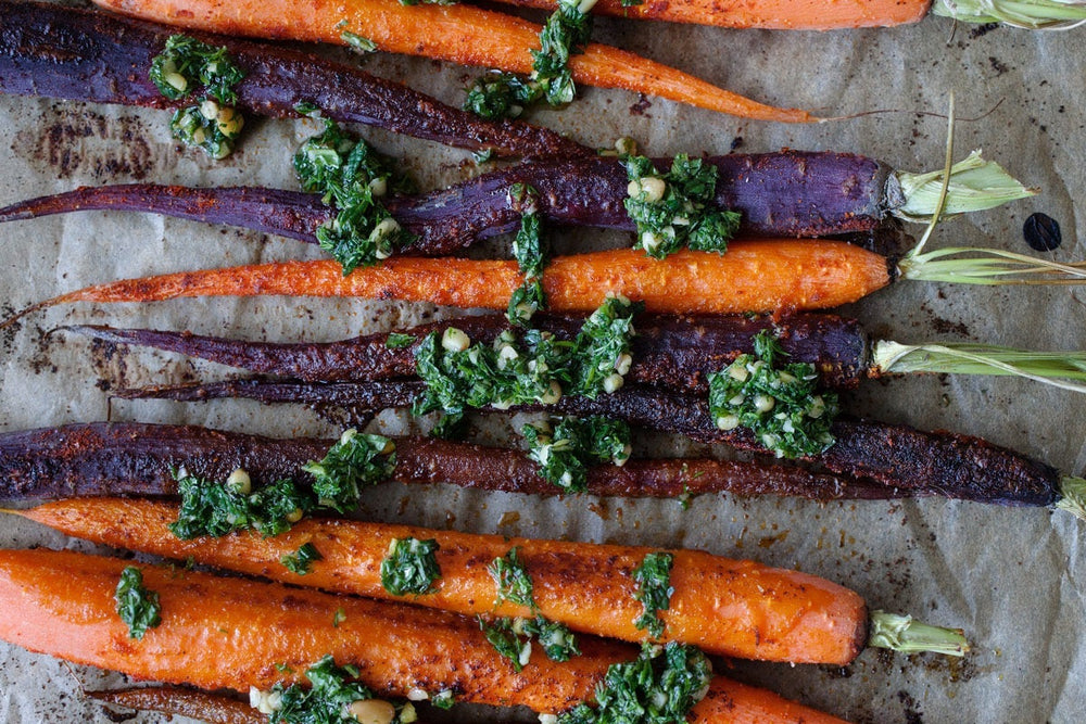 Roasted Carrots with Mint Dressing