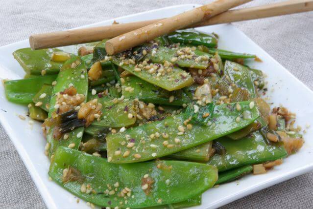 Snow Peas with Ginger, Garlic, and Sesame