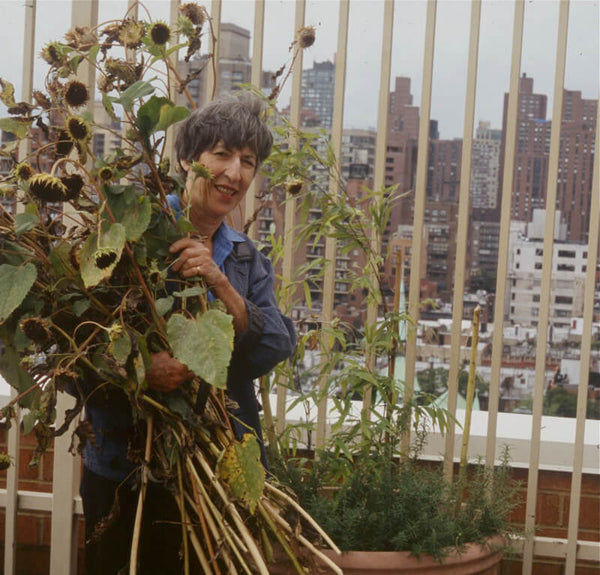 Ellen Spector Platt works in her garden in urban New York City.