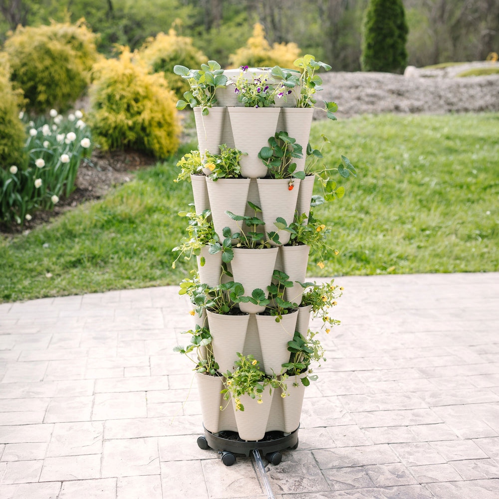vertical pot planter Stunning Stone Basket Weave All‑In‑One Planter Kit – Bonnie Plants