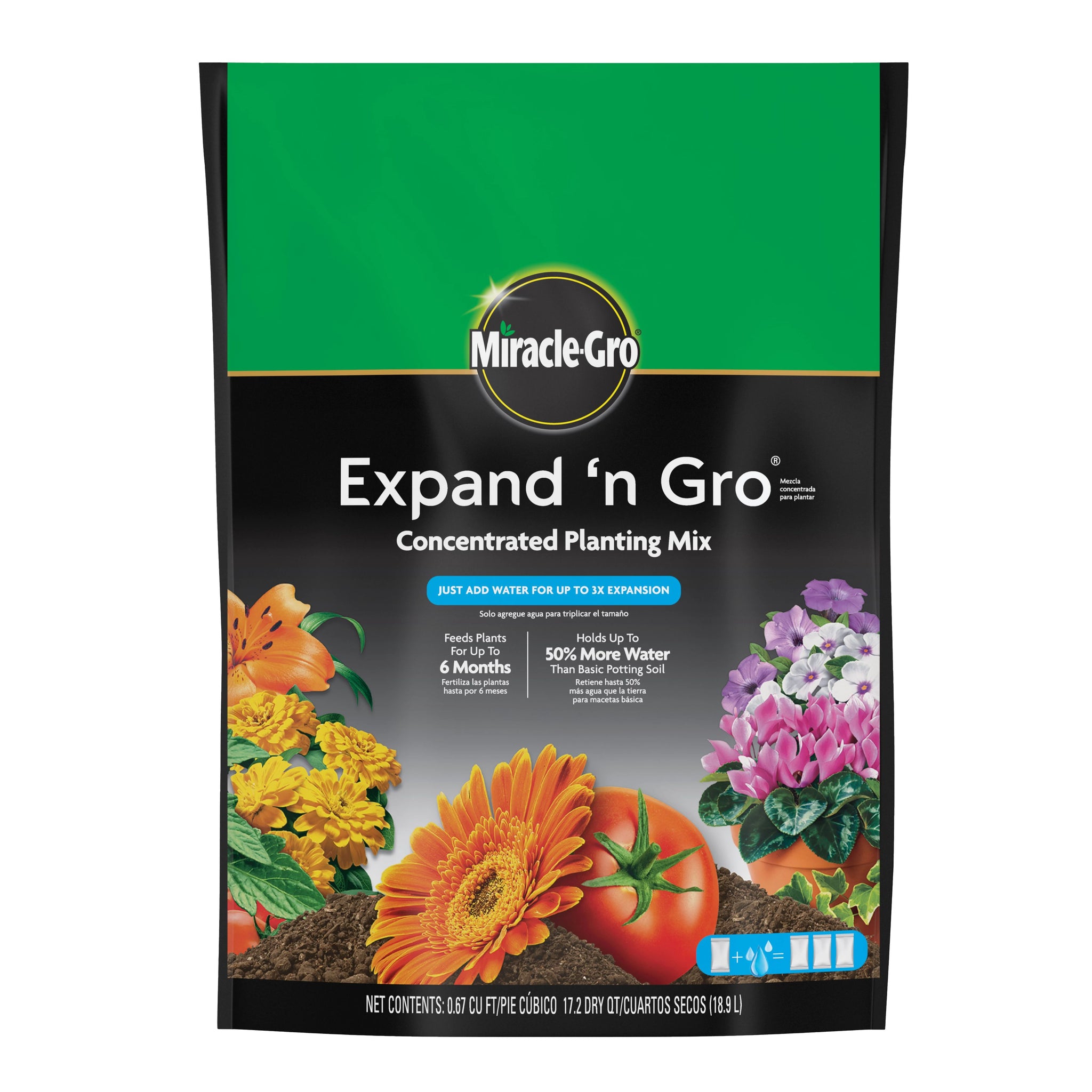 is miracle grow potting mix good Miracle-Gro® Expand 'n Gro® Concentrated Planting Mix 0.67CF